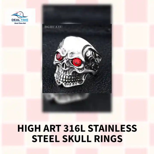 High Art 316L Stainless Steel Skull Rings by@Outfy