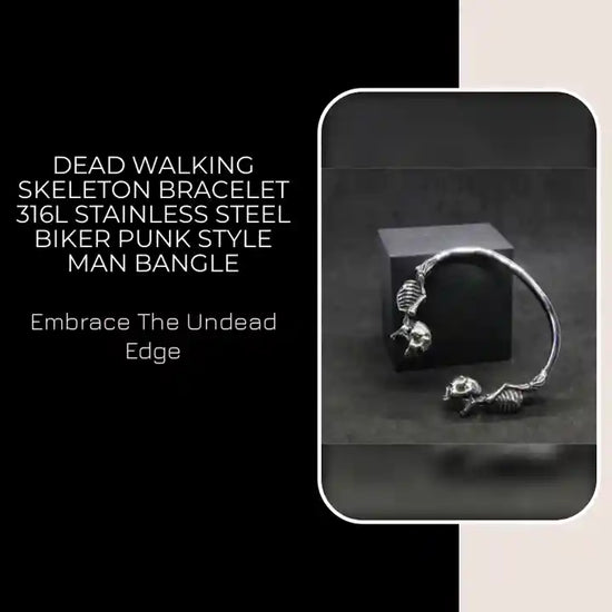 Dead Walking Skeleton Bracelet 316L Stainless Steel Biker Punk Style Man Bangle by@Outfy