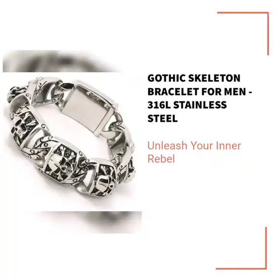 Gothic Skeleton Bracelet for Men - 316L Stainless Steel by@Outfy
